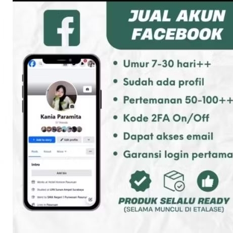 AKUN  FACEBOOK FRESH A2F ON