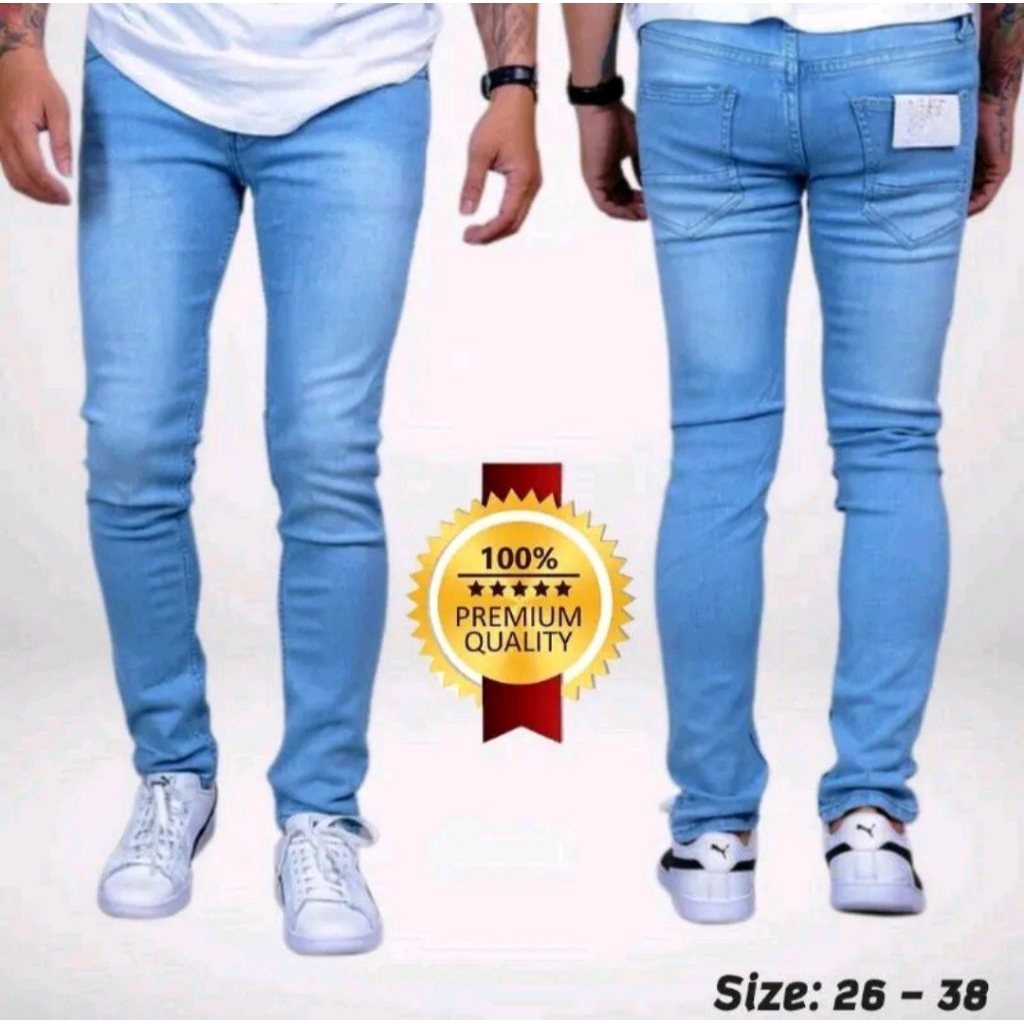 Jeans Pensil Pria Slimfit Skinny Pria Dewasa Bahan Denim Melar