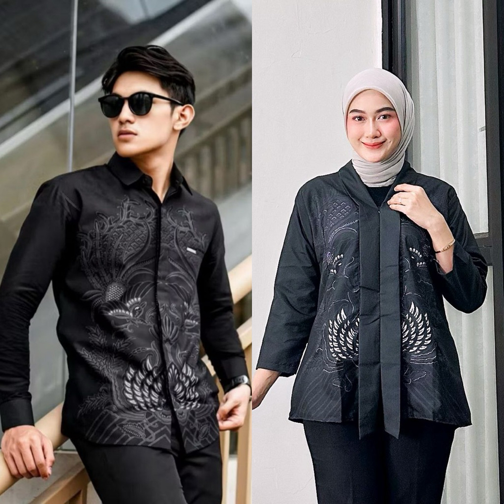 Atasan Batik Couple Pasangan Blouse Batik Kutu Baru Seragam Batik Katun Baju Kerja Kantor Kemeja Bat