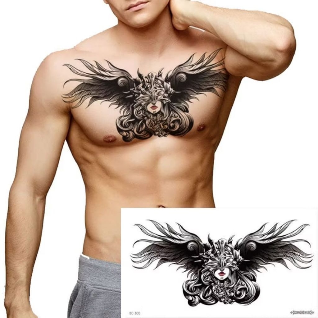 COD | Tatto temporer BC 300 WANITA SAYAP HITAM tatto temporary stiker tatto tubuh tangan punggung da