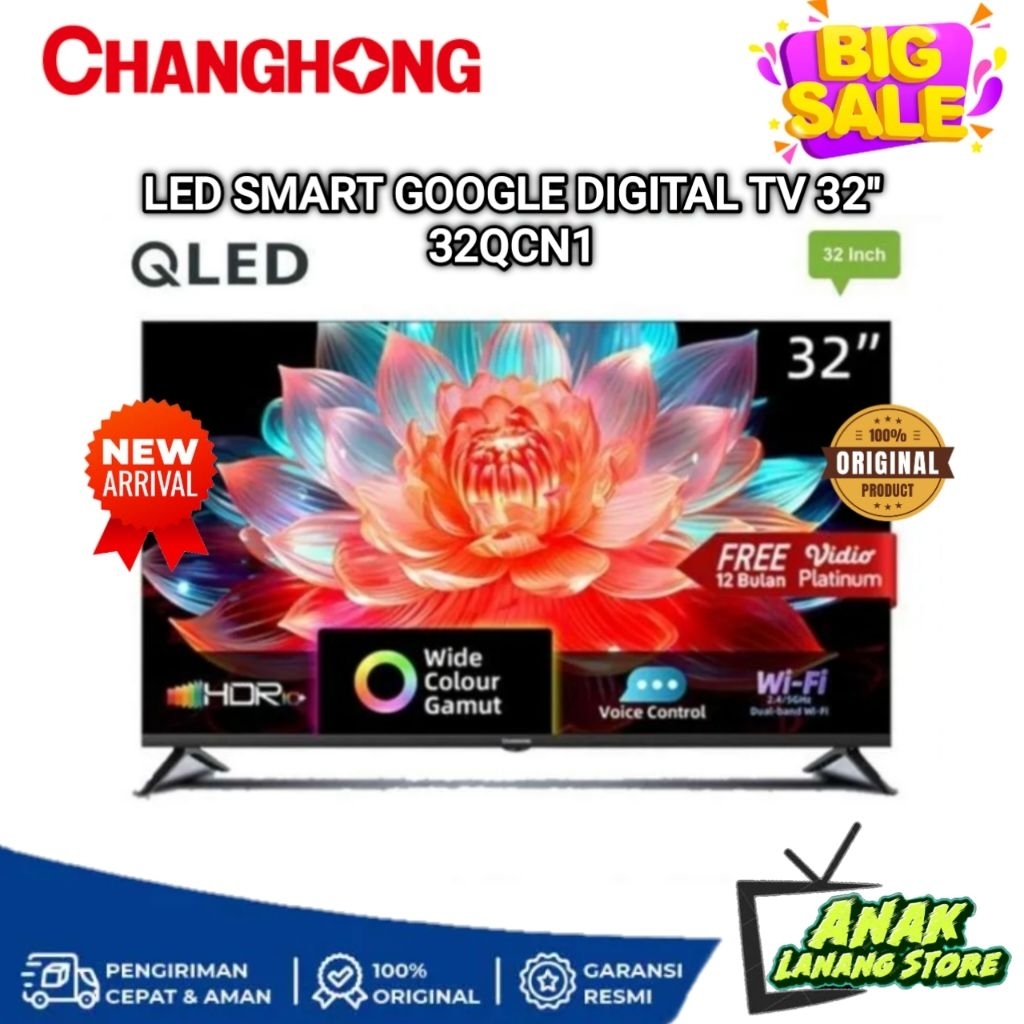 CHANGHONG GOOGLE TV 32 INCH L32QCN1 DIGITAL SMART GOOGLE TV Garansi Resmi Changhong