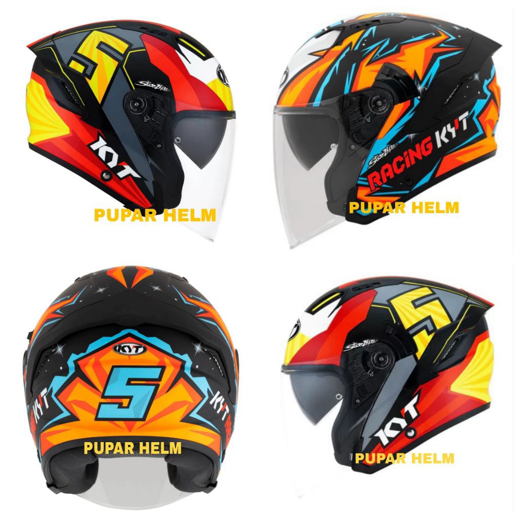 Helm Half Face KYT NFJ Replica Jaume Masia Double Visor Original SNI