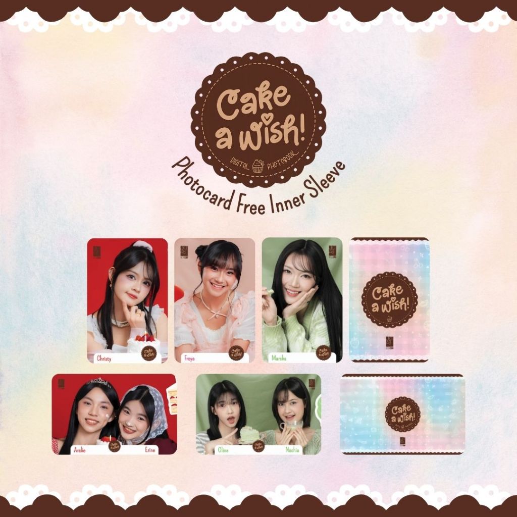 Photocard JKT48 Cake a Wish All Member Fanmade Freya Marsha Nachia Trisha Christy Indira Erin Oline 