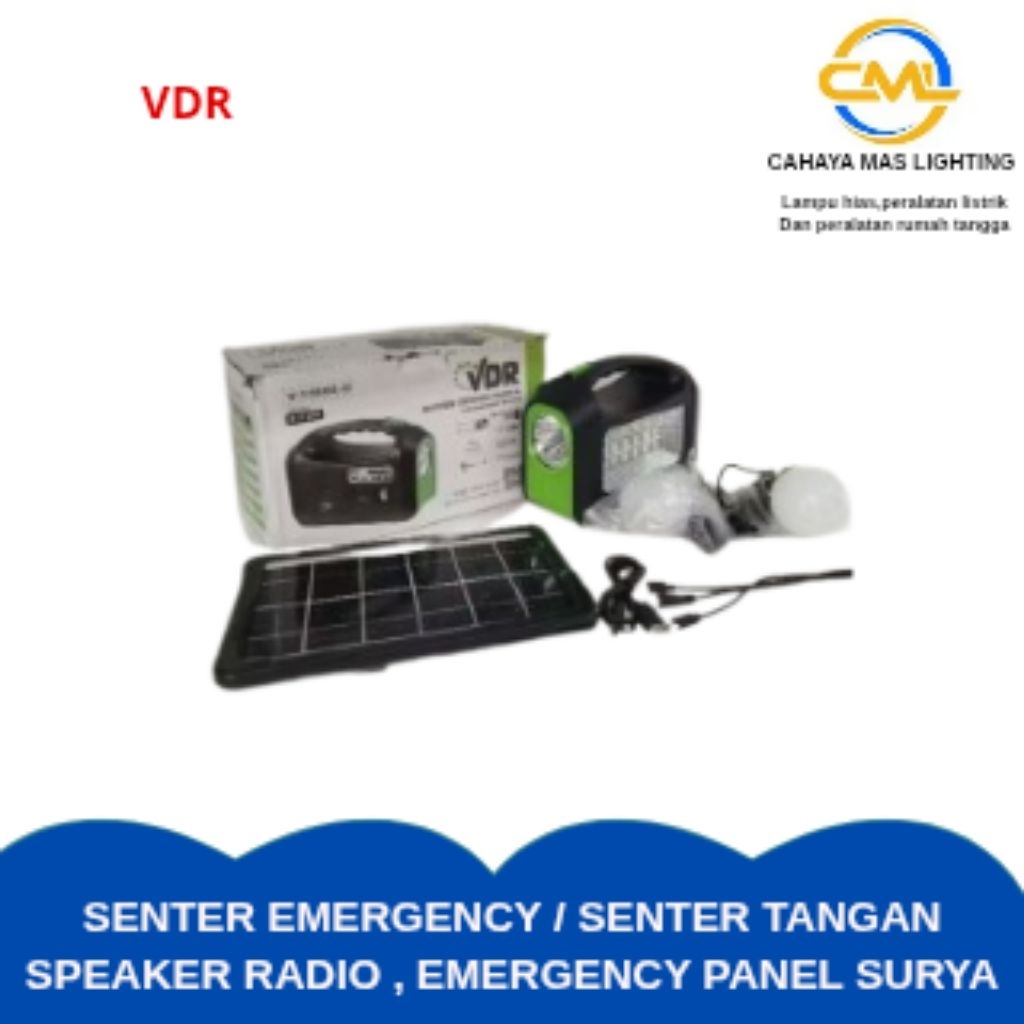 senter emergency senter tangan speaker radio emergency panel surya  vdr v 1588s