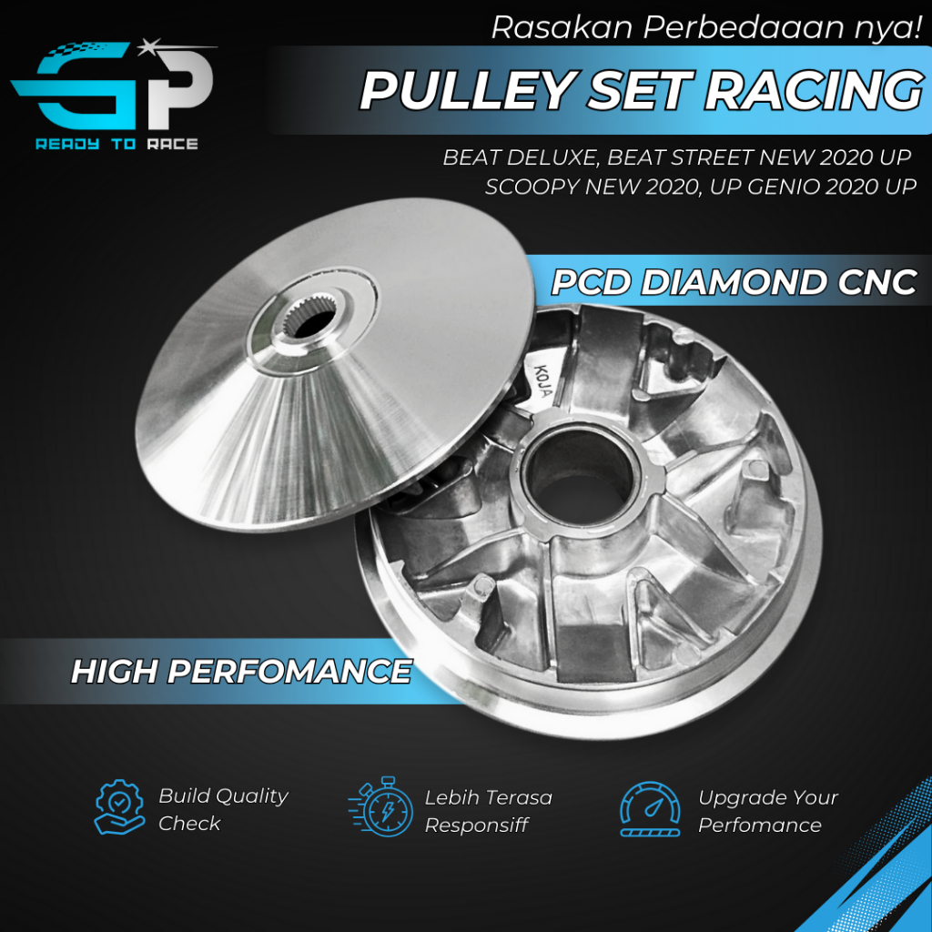 PULLEY SET BUBUT 13,8 CODE KOJ PULLEY BEAT DELUXE BEAT STREET NEW 2020UP SCOOPY NEW PULLEY SET GENIO