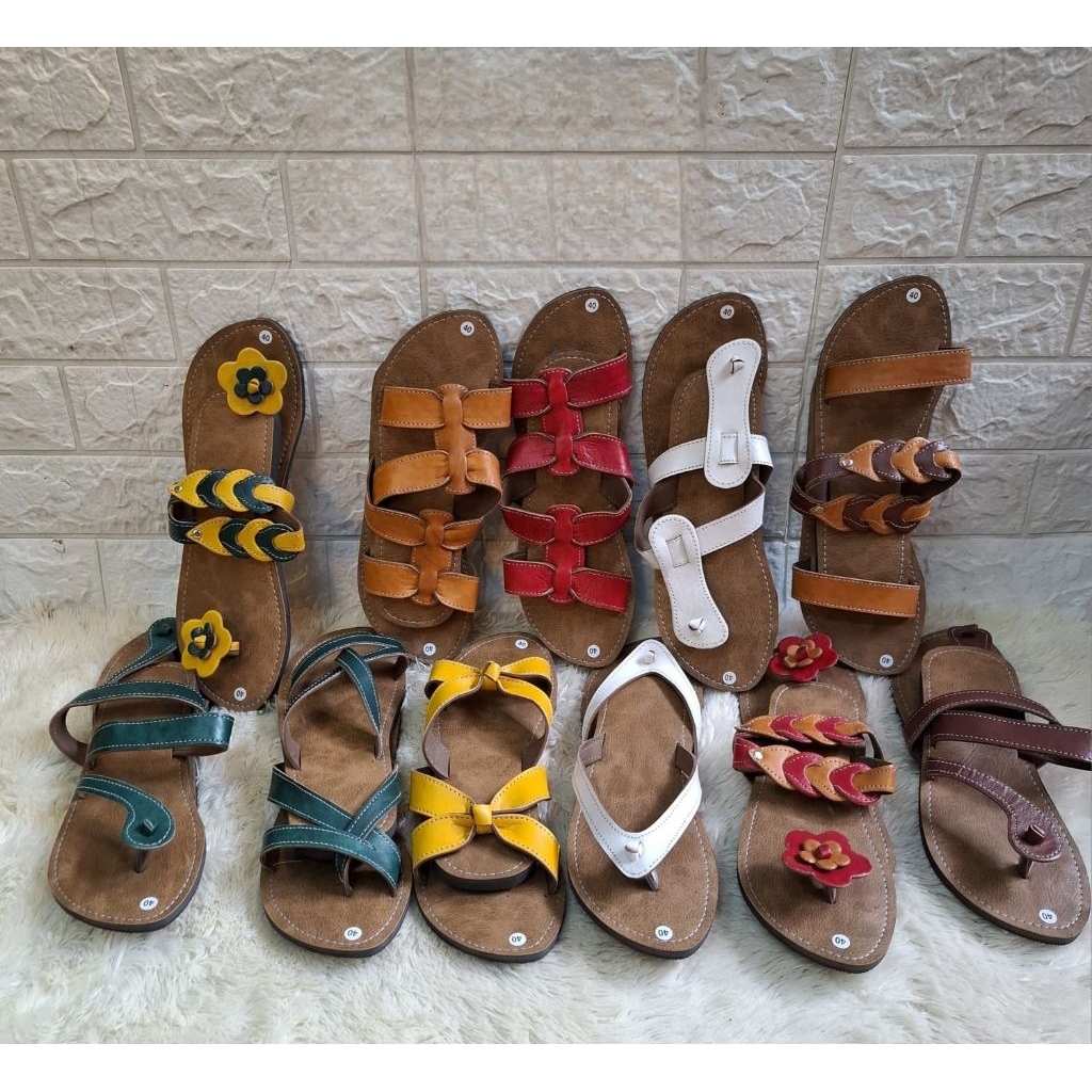 Sandal Kulit Jogja - Sandal Japit Sandal Slop - Sandal Boho - Sandal Etnik Malioboro - Sandal Kepang