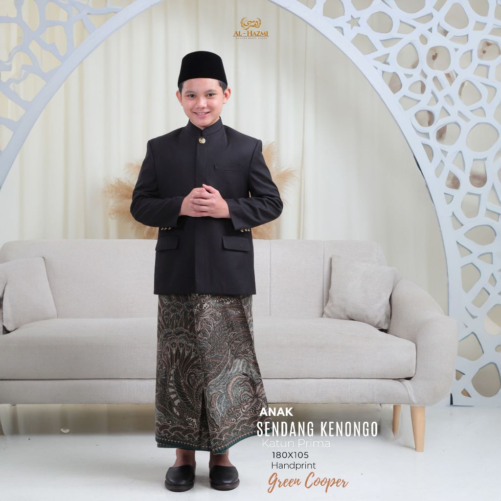 Sarung Batik Al Hazmi, Seri ANAK CLASSIC, Motif SENDANG KENONGO, Kudusan, Premium, Original (Blue Ba