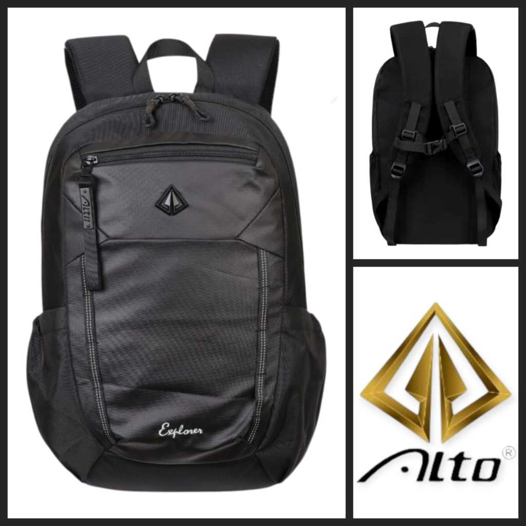 Tas Ransel Alto Original Tas Sekolah Tas Laptop Anak Laki Laki/Cowok Backpack Hitam Polos Pria