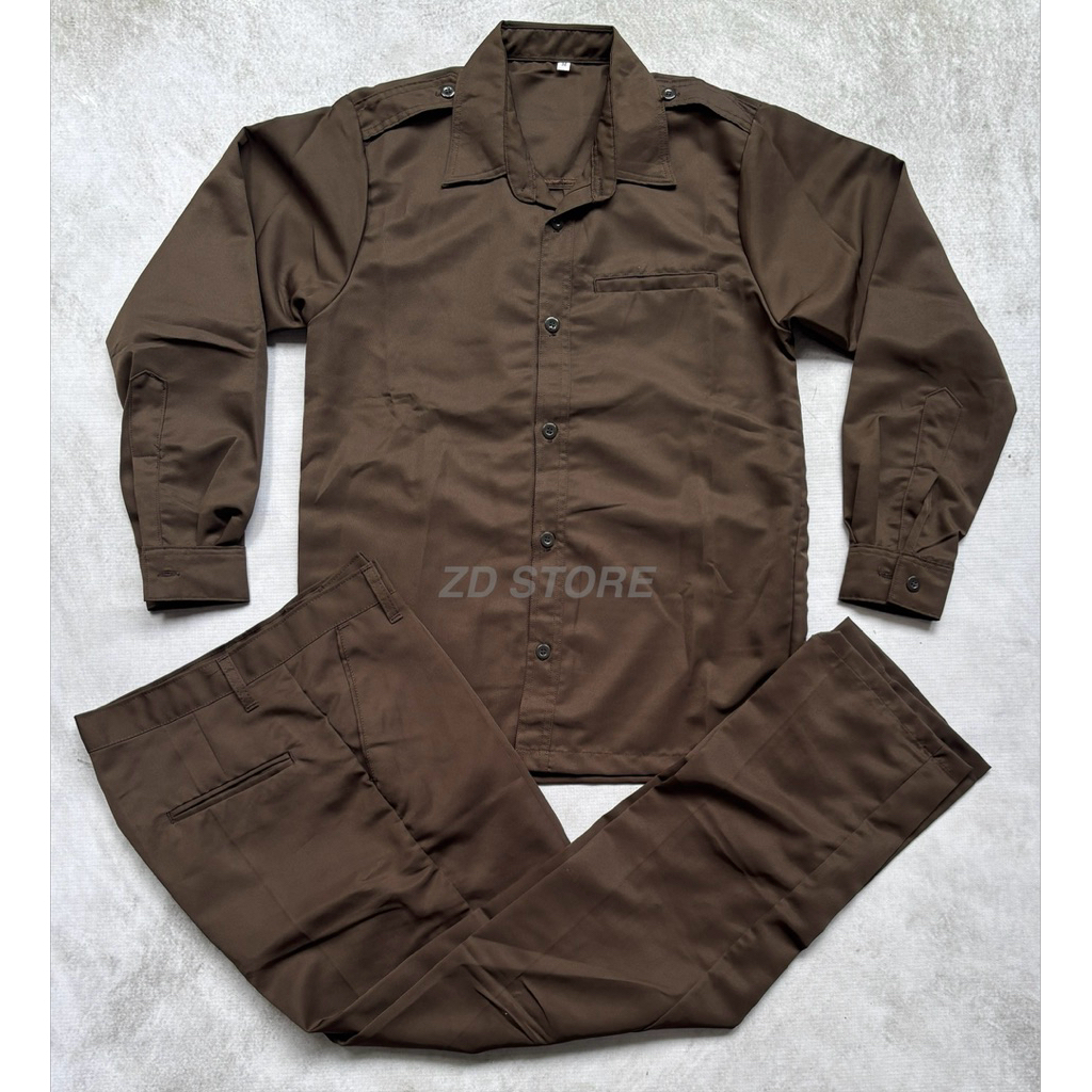 Safari Panjang COKLAT Bahan HALUS/Safari Panjang SATPAM COKLAT/Safari Panjang