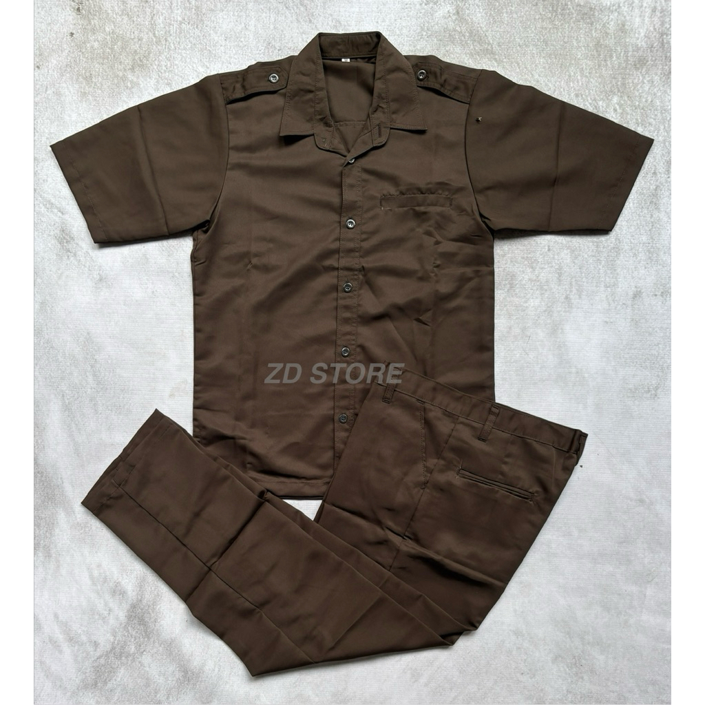Safari Pendek COKLAT Bahan HALUS/Safari Pendek SATPAM COKLAT/Safari Pendek
