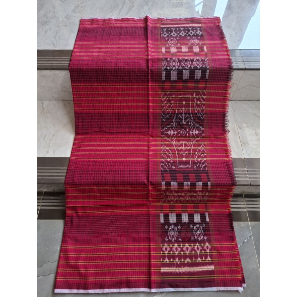 Kain Tenun Endek Kotak Dobol Murah Lembaran - Kain Tenun Endek Bali Murah - Kamen Bali Lembaran