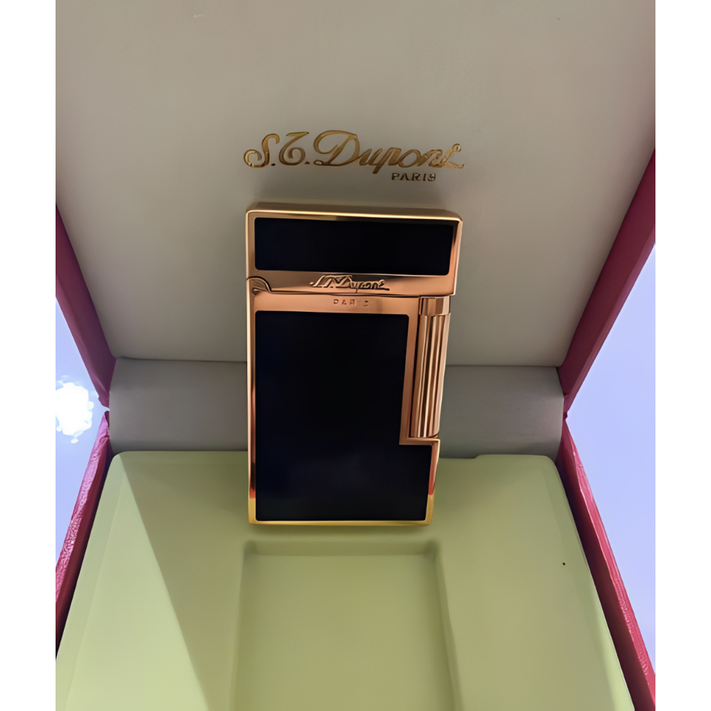 Korek Api Gas St Dupont Premium Lighter Black Gold Mewah Plus Box Exclusive Gift Box