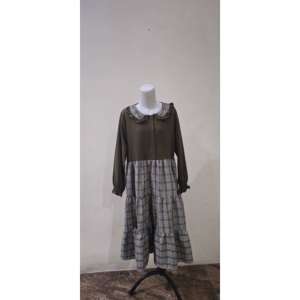 preloved midi dress warna army