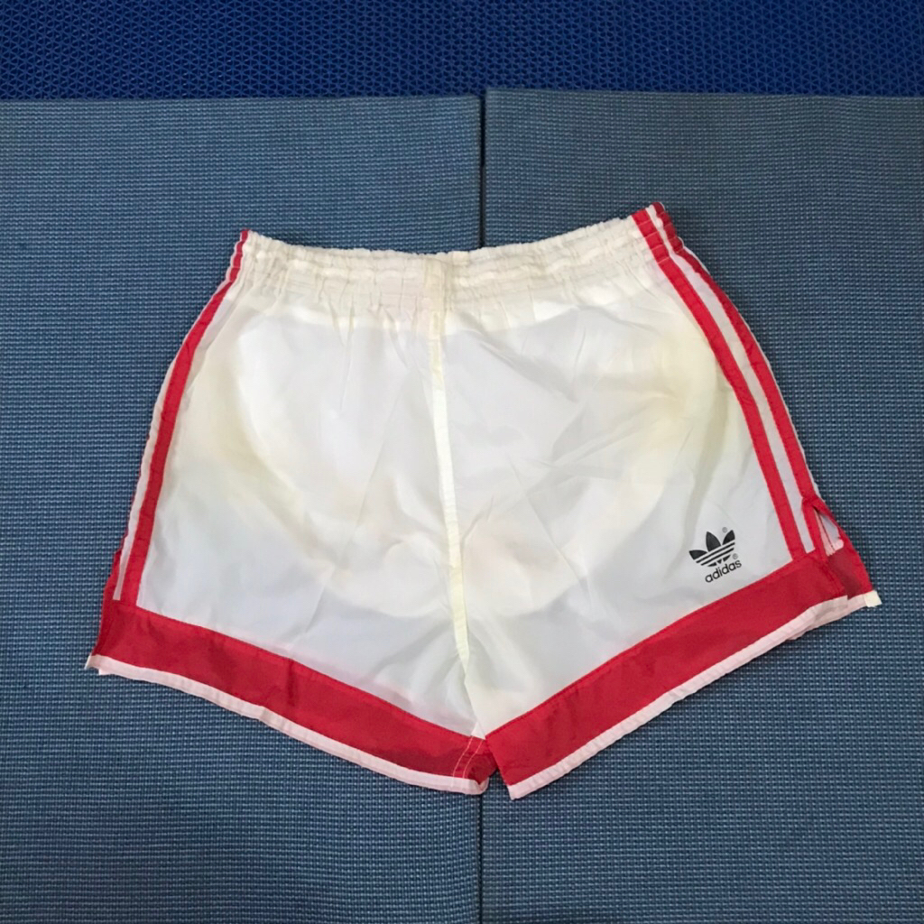 Vintage adidas Short Pants Classic White  and Red Stripe  Classic running run jogging jogger tennis 