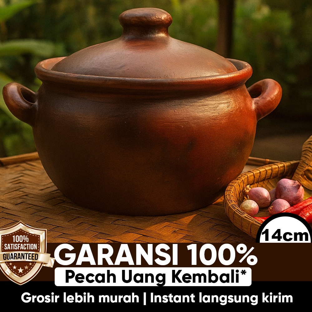 Pawon Gerabah | Panci Gerabah Tanah Liat Buat Masak Godok Jamu Rebus Panci Kendil Sayur Diameter 14 