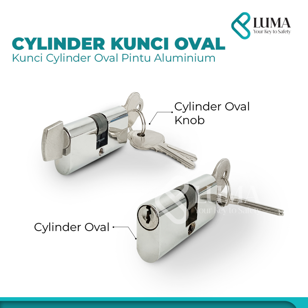 Cylinder Kunci Oval / Cylinder Kunci Oval Knob / Kunci Cylinder Oval Pintu Aluminium