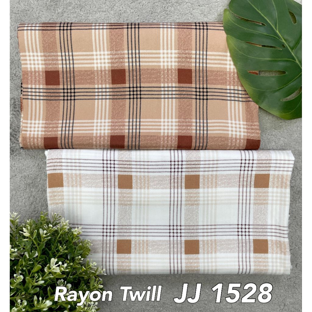 Kain Rayon Twill JJ 1528 Premium Motif Kotak (Per 0.5M) Bahan Rayon Twill Premium