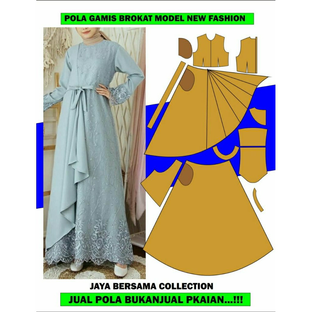 POLA INSTAN GAMIS MUSLIM NEW BROKAT TINGGAL JIPLAK