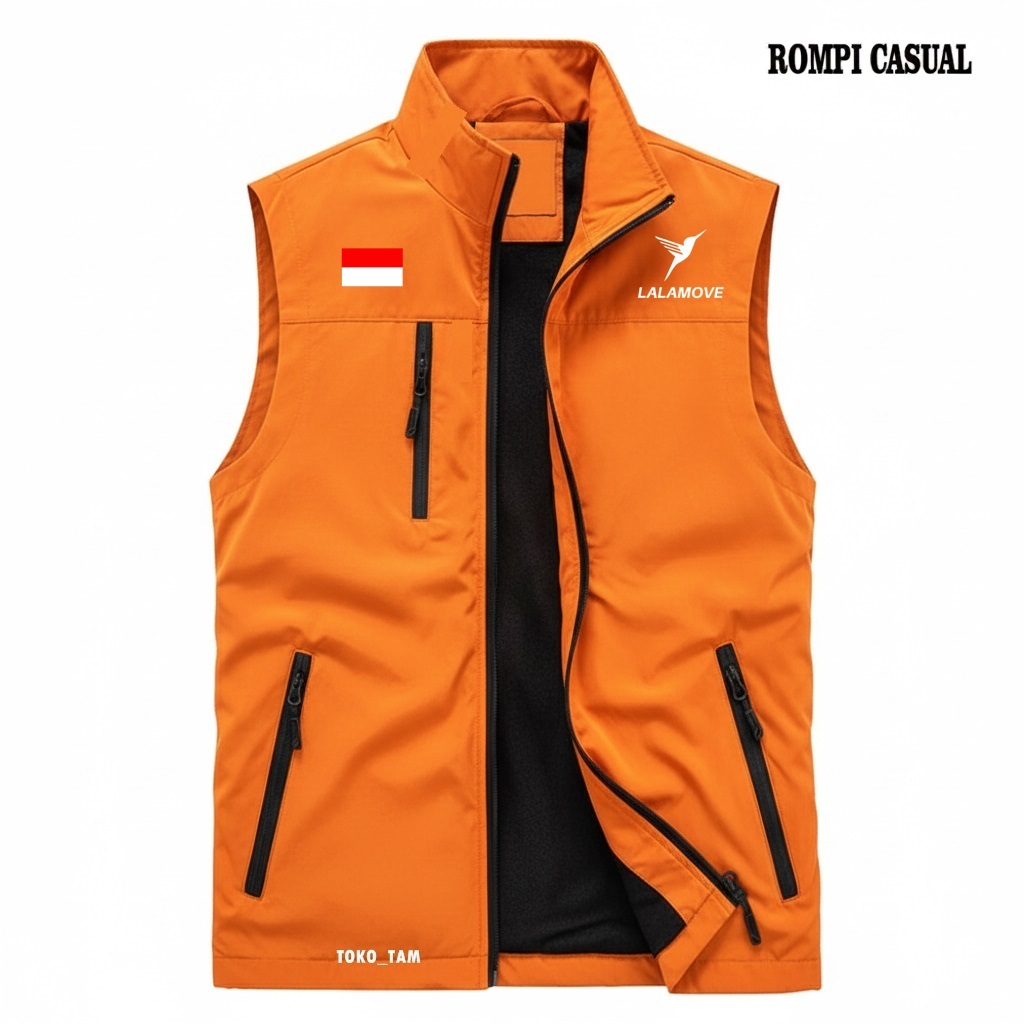 Rompi vest kasual distro logo Lalamove Original Rompi vest taslan zipper driver ojol Lalamove Origin