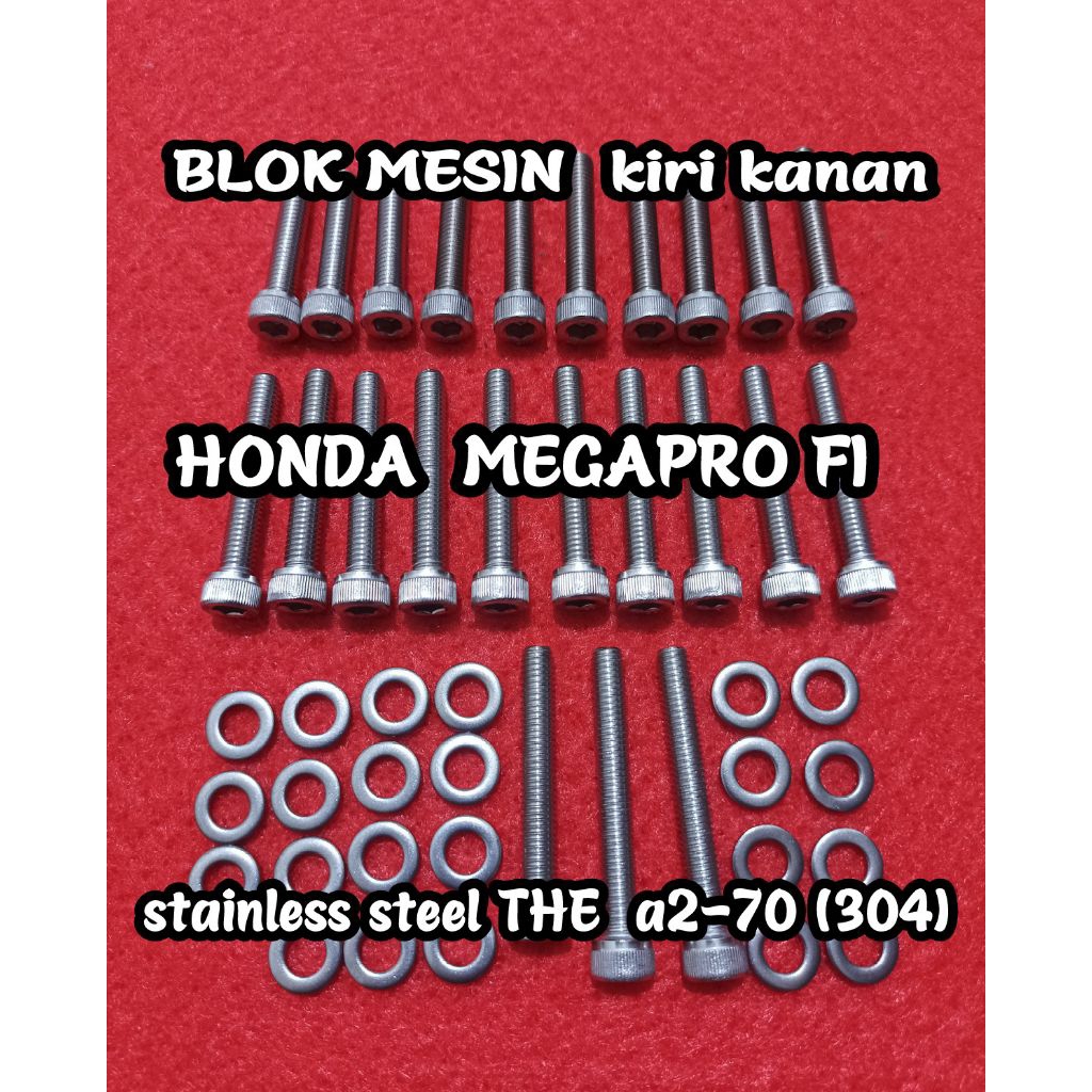Baut Baud Blok Mesin Set Megapro Fi Mono Stainless L