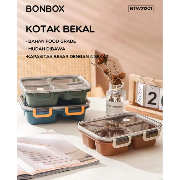 BONBOX Kotak Bekal Sekat / Kotak Makan Sekat Bonbox / Bonbox Lunch Box BTW21201