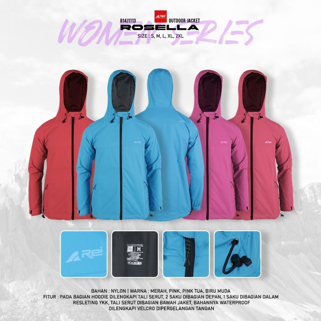 Jaket Gunung Wanita ROSELLA PINK AREI OUTDOORGEAR - JAKET GUNUNG WOMEN SERIES REI ROSELLA