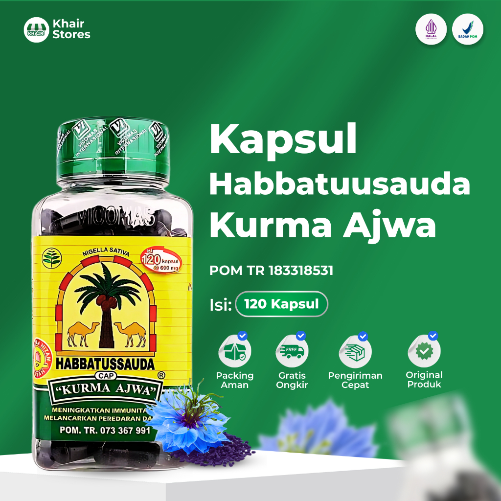 CAP KURMA AJWA - Habbatussauda original asli 120 kapsul cap kurma ajwa jinten hitam