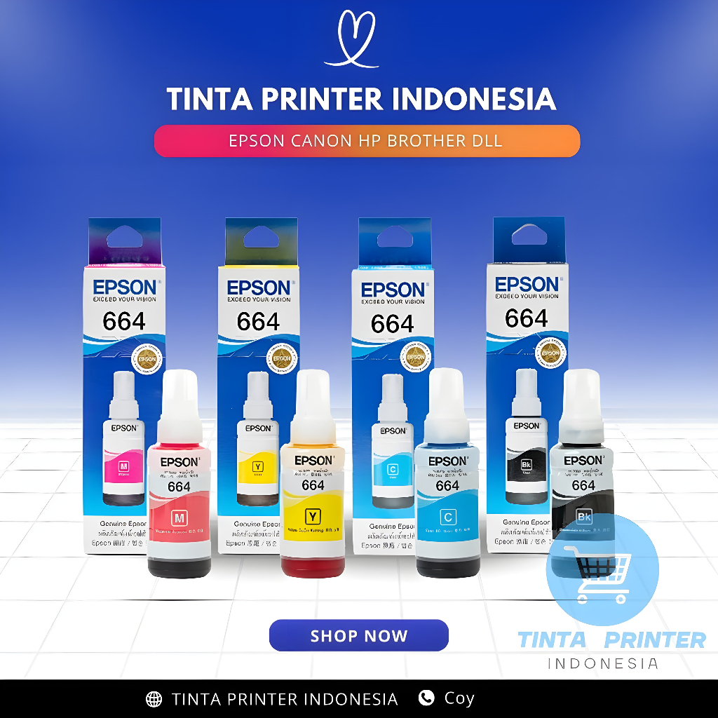1 Set Tinta Epson 664 Original For Printer L110 L220 L350 L405 L555