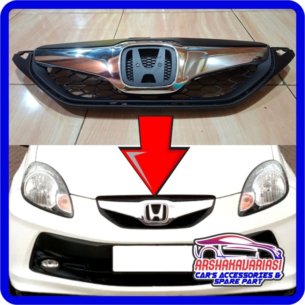 List Lis Grille Grill Gril Honda Brio 2012-2015 Chrome