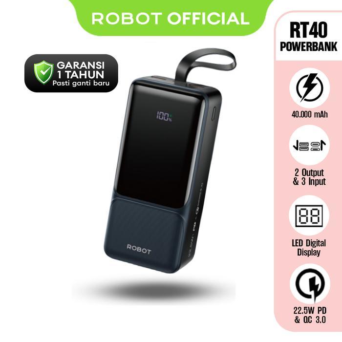 POWERBANK ROBOT SUPER FAST CHARGING KAPASITAS 40.000 MAH
