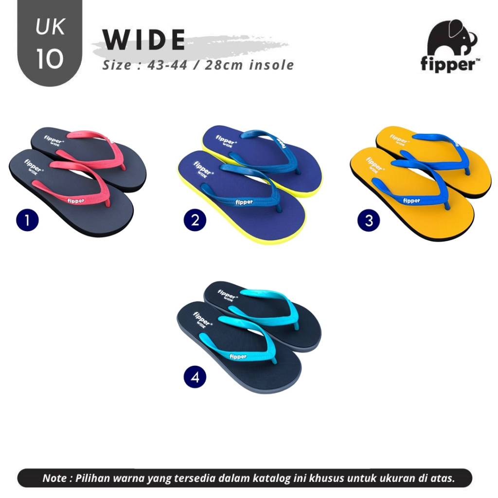 Fipper Wide Sandal Jepit Pria UK 10 (Size 43-44)