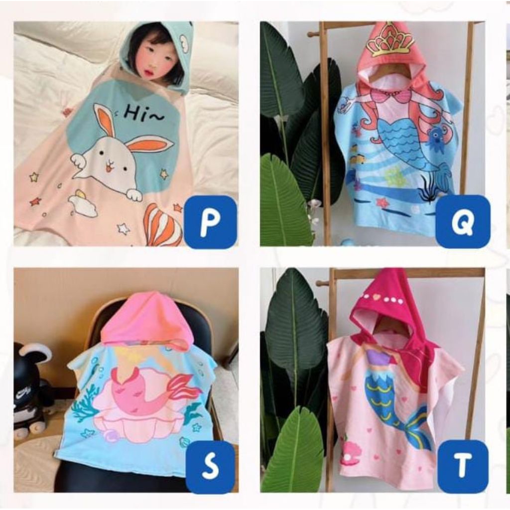 HOODIE TOWEL KARAKTER/HANDUK KARAKTER ANAK/HANDUK LUCU/HANDUK GAMBAR/HANDUK KARAKTER