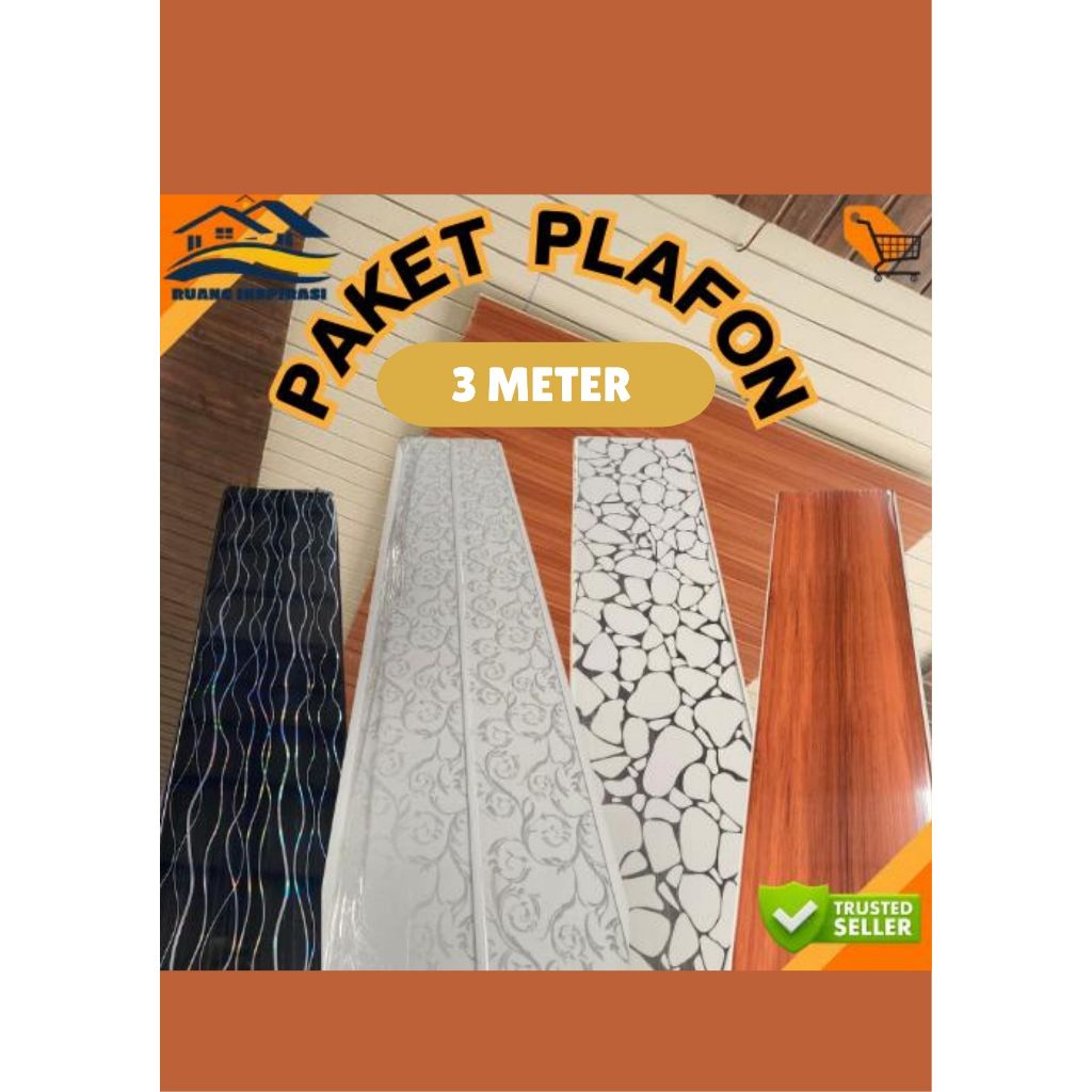 PLAFON PVC PANJANG 3 METER LEBAR 20CM  KHUSUS PENGIRIMAN 3 METER PLAFON PVC HIGH QUALITY