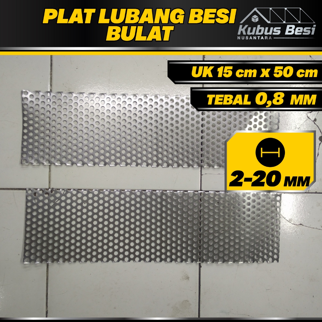 15x50 cm - Plat Lubang Ram Speaker Bulat 2,3,4,5,6,7,8,9,10,12,14,16,18,20 mm - Tebal 0,8 mm. Ram Gr