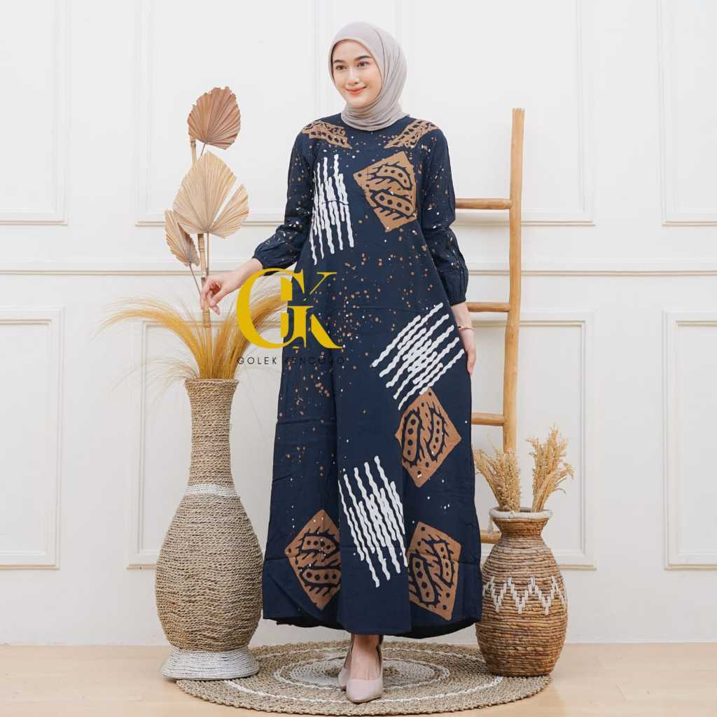 Golek Kencono - Gamis Klok Rayon Cap Terbaru LD 105 CM Busui Resleting Depan