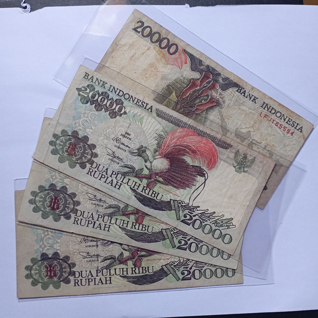20000 rupiah uang kertas cendrawasih tahun 1995/1992 bekas asli