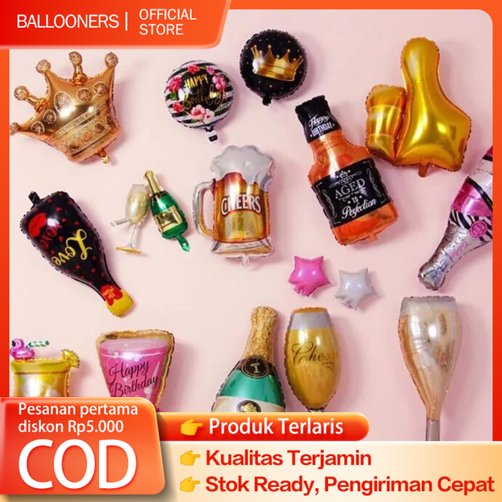 Balon Foil Botol Minuman Jumbo / Balon Foil Botol Wine Beer / Balon Foil Botol Minuman Wine Beer Unt