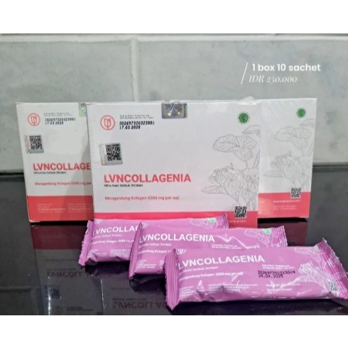 ASLI ORIGINAL LVN COLLAGEN KEMASAN BARU 1 BOX ISI 10 SACHET COLLAGENIA LVN SUPLEMEN KECANTIKAN