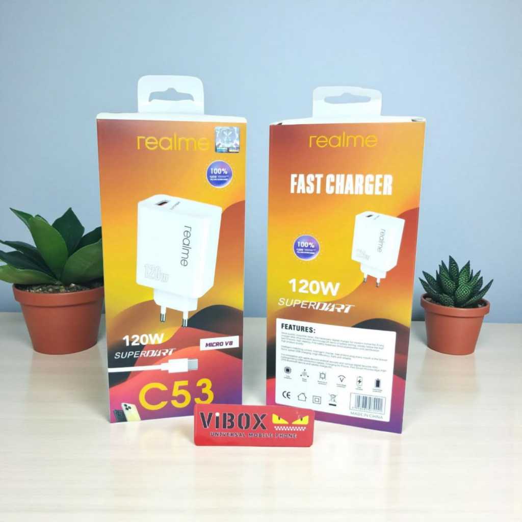 Charger Ori 100% Realme C53 5G 120W Support FastCharging super Vooc kompatible semua hp smartphone a