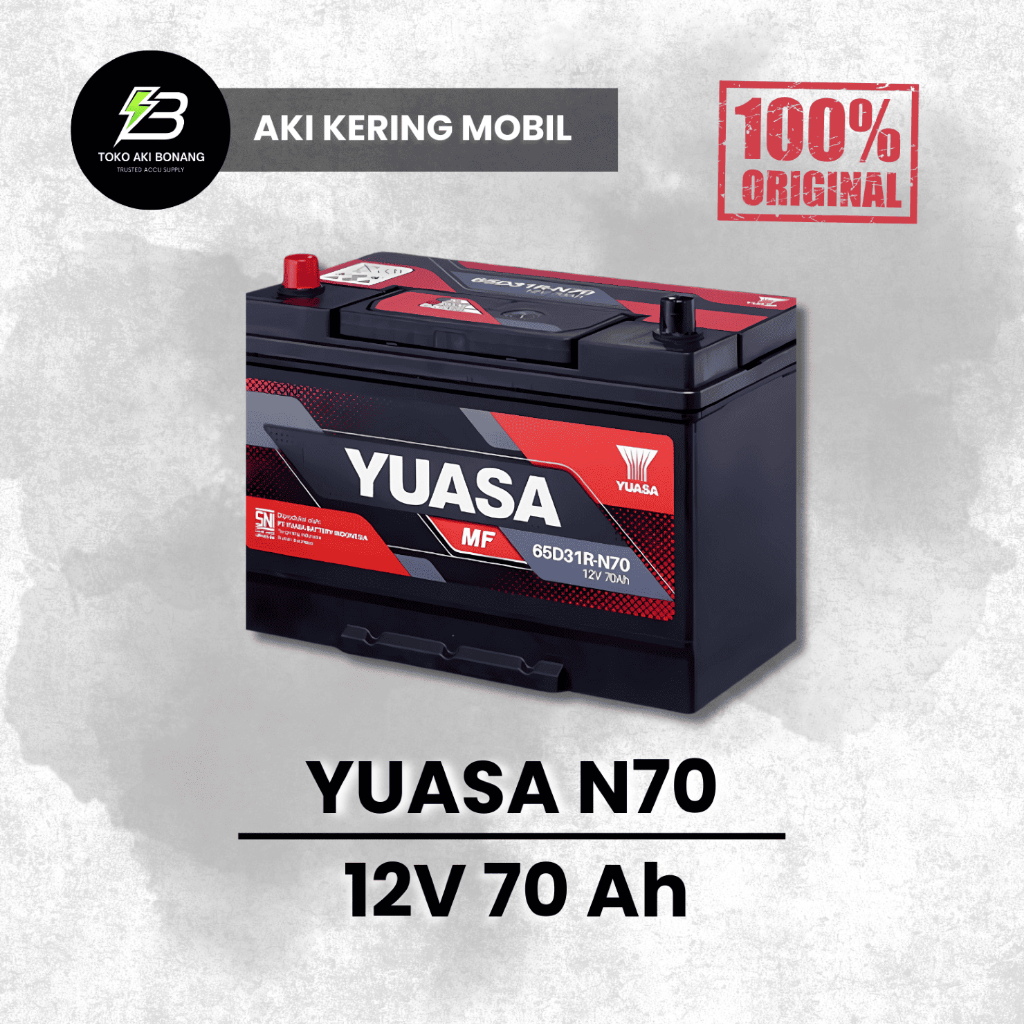 Aki kering mobil Yuasa N70 (12V 70 Ah)