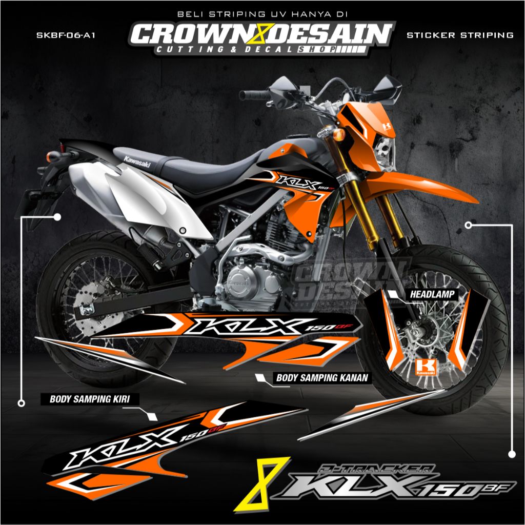 Stiker Original Lis Variasi Kawasaki KLX 150 Bf Tahun 2015-2025- Decal Striping Standar KLX Bf Premi