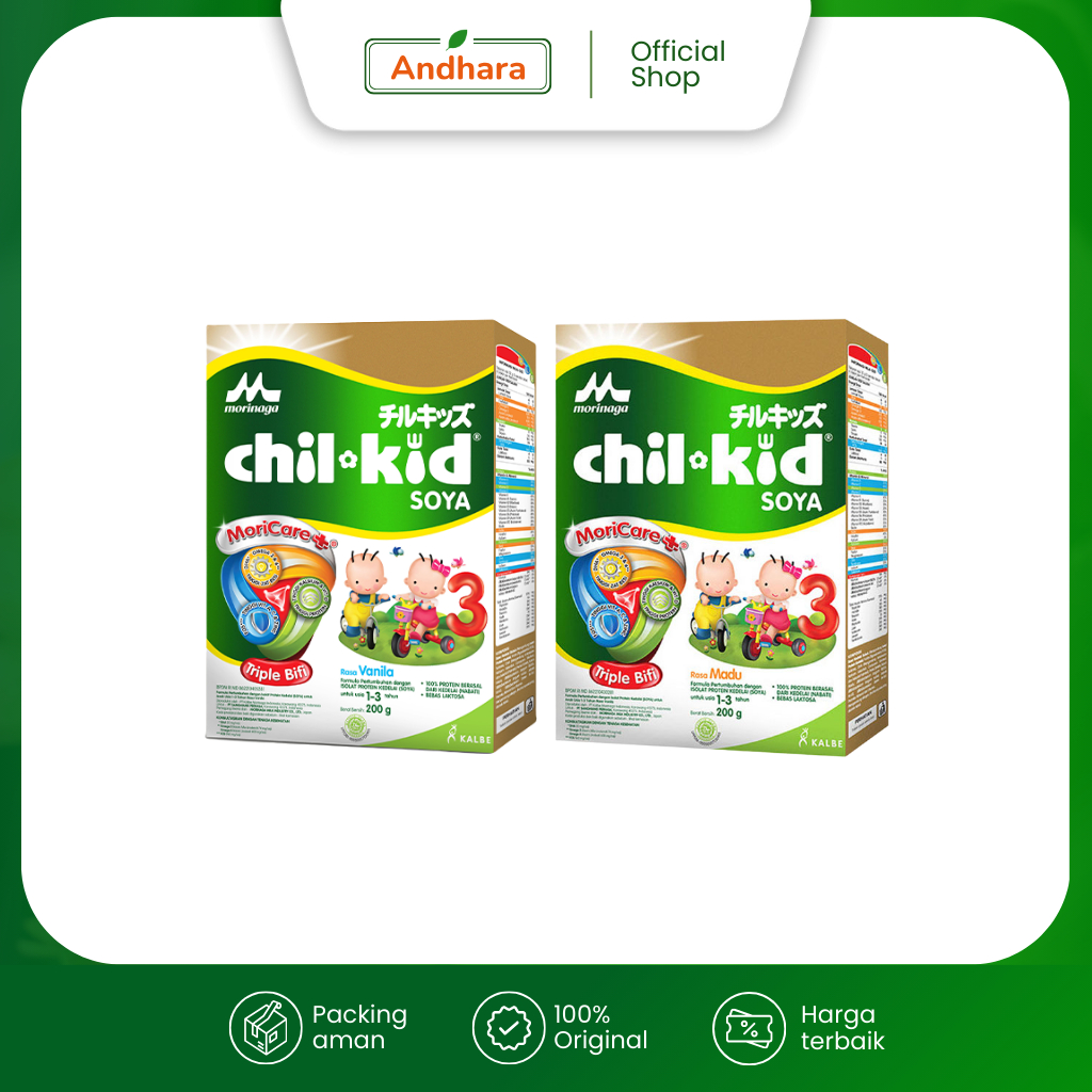 Morinaga CHIL KID Soya 3 200gr - Susu Bubuk Isolat protein kedelai - Untuk Pertumbuhan Anak Usia 1-3