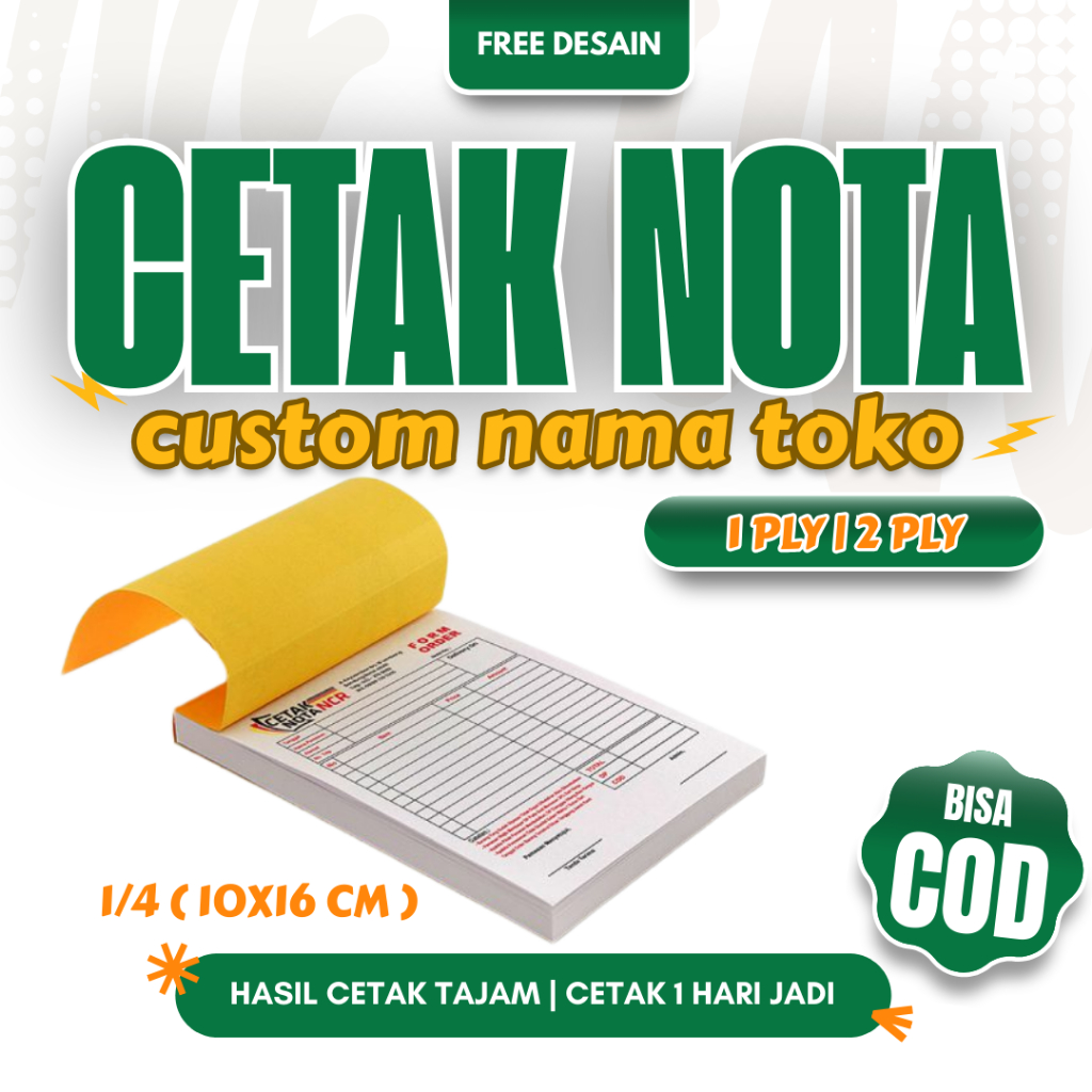 Nota Custom Nama Toko Sendiri || Nota Custom Usaha Kamu Free Design hasil cetak tajam