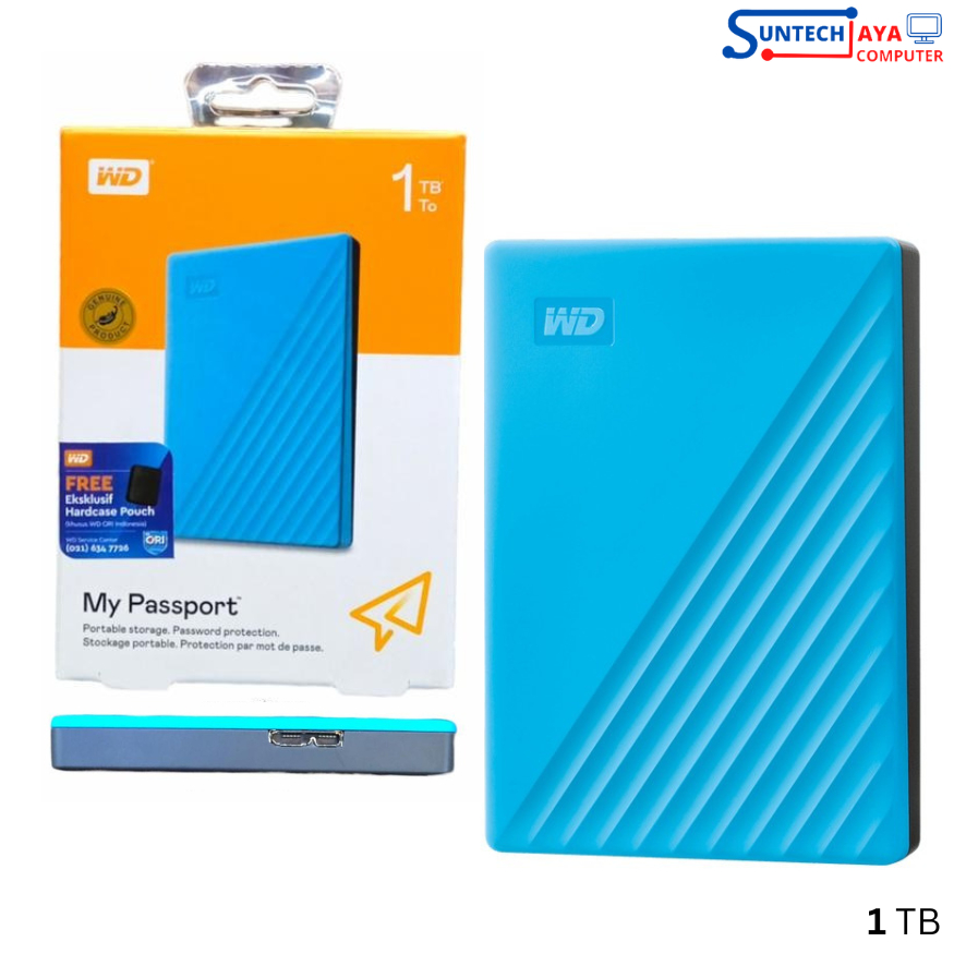 Harddisk Hardisk Hard Disk HDD External Eksternal Portable Portabel 1 Tera WD My Passport