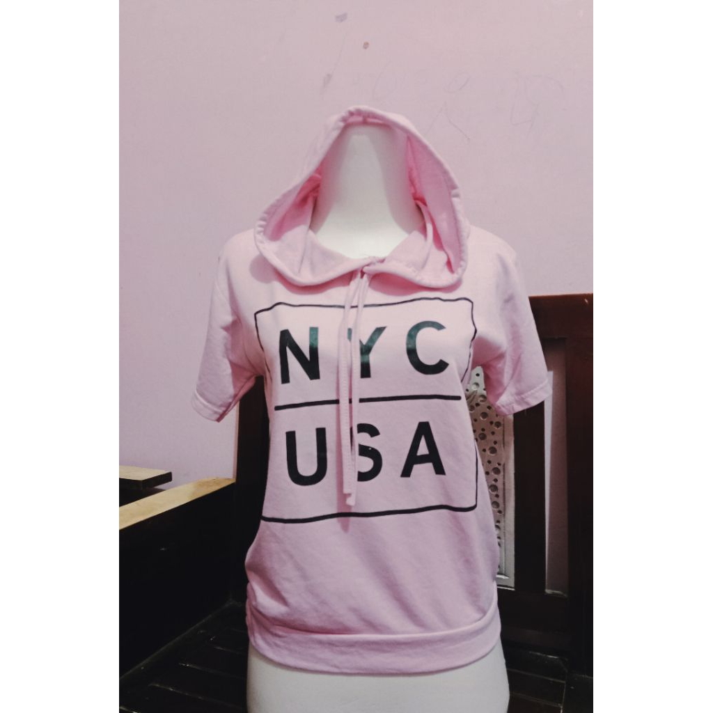 hoodie lengan pendek wanita