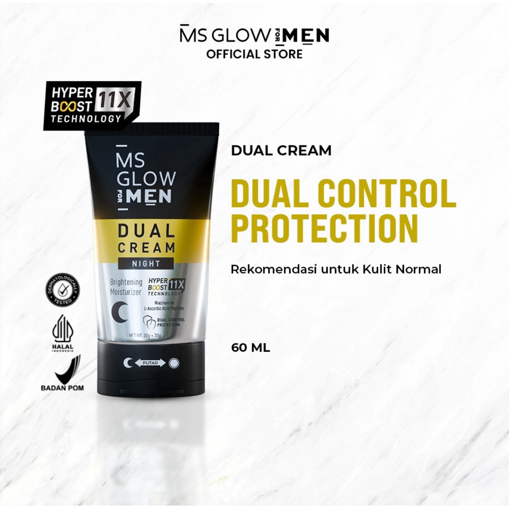 MS GLOW FOR MEN DUAL CREAM MSGLOWMEN MSGLOWFORMEN KRIM SIANG MALAM