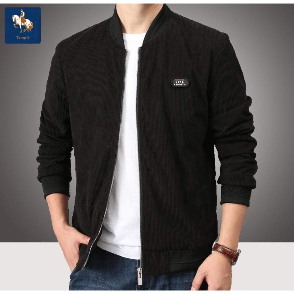 Tamp-X Oversize Jumbo Jaket Pria Boxy Corduroy Casual Zipper Korean Style Premium