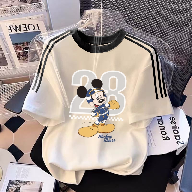 XZHAINV Kaos Lengan Pendek Wanita Korea dengan Cetak Mickey Mouse Lucu/pakaian wanita lengan pendek 