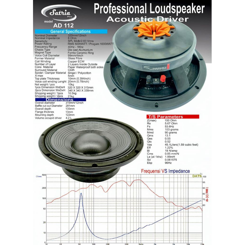 SPEAKER SATRIA PRO 12 INCH VOICE COIL 4 INCH