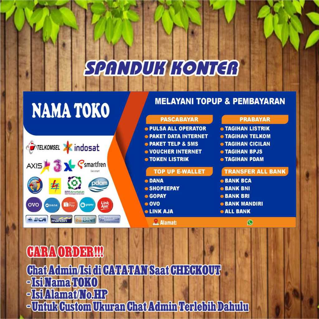 Spanduk Banner Konter Pulsa Brilink Banner Hp Cellular Bisa Request Design Custom